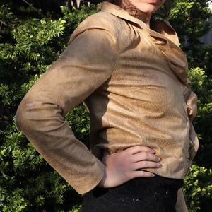 INC Gold Snakeskin Cropped Jacket